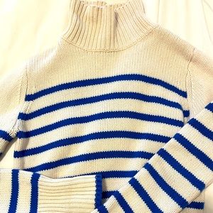 La Ligne Mini Marin Mockneck Sweater Blue Stripe Size Medium